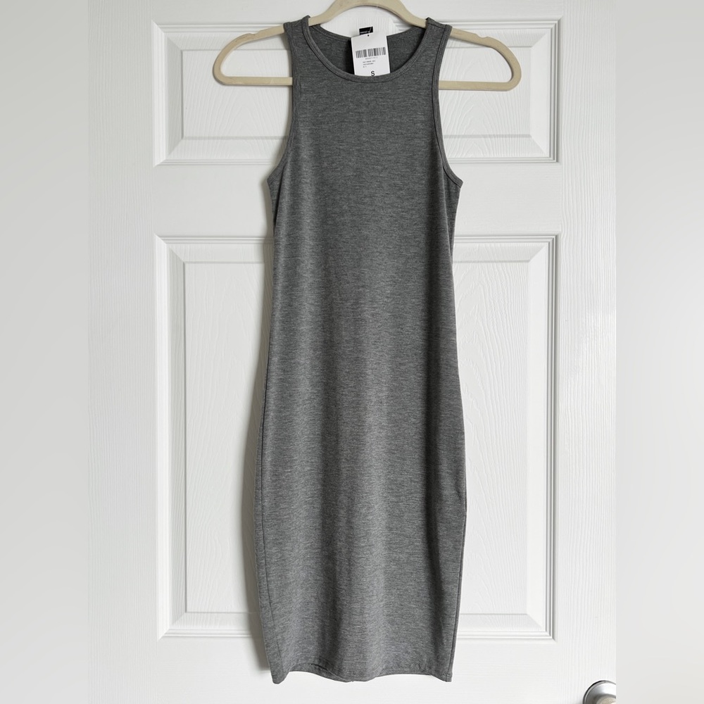 NWT Forever 21 jersey knit bodycon midi dress sleeveless in heather gray size S